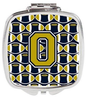 CJ1074-OSCM Letter O Football Blue & Gold Compact Mirror, 3 x 0.3 x 2.75 in.