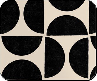 Mouse Pads: Half Moons - Black And Cream Mouse Pad, Rectangle Ornament, Beige