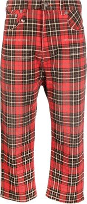 Tartan-Check Cropped Jeans