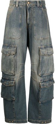 Blue Distressed Cargo Jeans