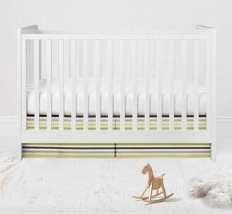 Mod Stripes Green/Yellow/Choc Crib or Toddler Bed Skirt