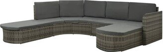 4 Piece Patio Lounge Set with Cushions Poly Rattan Gray - Grey - 104.7 x 90.6 x 27.2