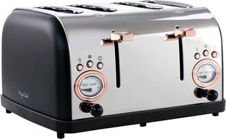 MegaChef 4 Slice Wide Slot Toaster with Variable Browning in Black and Rose Gold