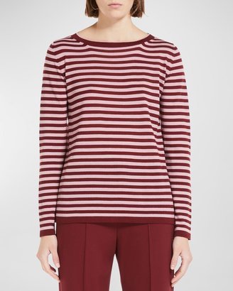 Striped Scoop-Neck Wool Shirt