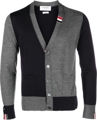 jersey stitch V-neck cardigan-AA