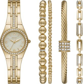 Relic by Fossil Queen's Court Three-Hand Gold Tone Metal Watch Gift Set with Bracelet Accessories (Model: ZR97005)