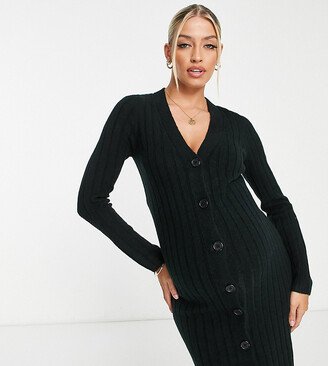 ASOS DESIGN Maternity knitted mini dress with button through detail in black