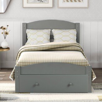 Platform Twin Bed Frame with Storage Drawer