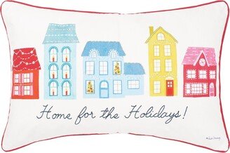 Village Holiday Printed & Embellished Throw Pillow-AB