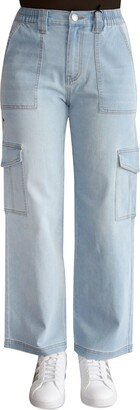 Crave Fame Juniors' Wide-Leg Utility Cargo Jeans