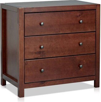 MUSEHOMEINC ST1001E 31.5 Inch Tall Rustic Solid Wood 3 Drawer Storage Dresser Nightstand with Black Metal Rounded Knobs, Espresso