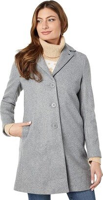 Single Breasted Peacoat (Medium Grey Melange) Women's Clothing