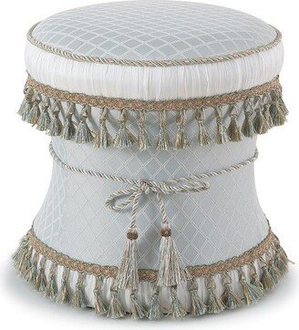 Leona Decorative Ottoman, Glacier Gray Beige Jacquard