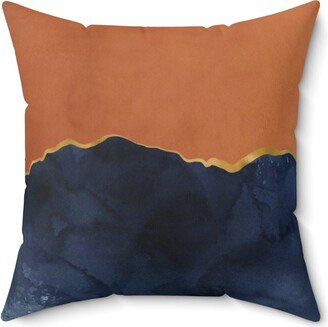 Abstract Throw Decorative Pillow | Navy Rust, Terracotta Dark Colors Modern Watercolor Minimalist Square, Lumbar Bedroom Decor