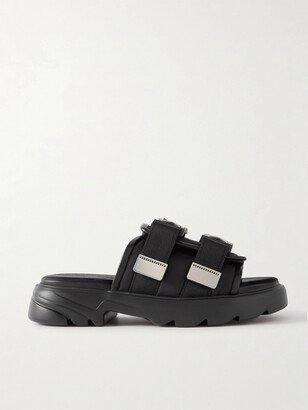 Bomber Webbing-Trimmed Shell and Leather Sandals