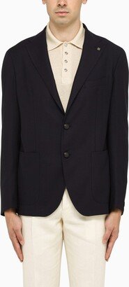 Blue single-breasted jacket in virgin wool