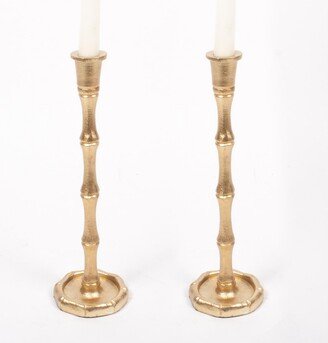 Bamboo Large Candlestick Set, 2-Piece