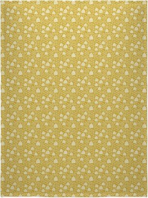Fleece Photo Blankets: Bee Hives, Spring Florals Linocut Block Printed - Golden Yellow Blanket, Plush Fleece, 60X80, Yellow