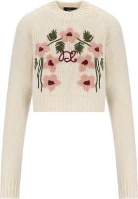 Floral Embroidered Crewneck Jumper