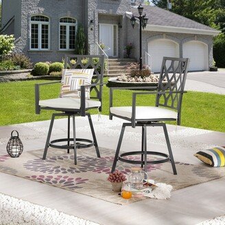 Patio Festival Outdoor Bar Stool Set with Beige Cushion