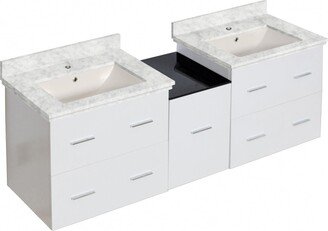 61.5-in. W Wall Mount White Vanity Set For 1 Hole Drilling Bianca Carara Top Biscuit UM Sink