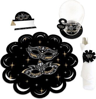 Big Dot Of Happiness Masquerade Mask Party Paper Charger & Table Chargerific Kit Place Setting for 8