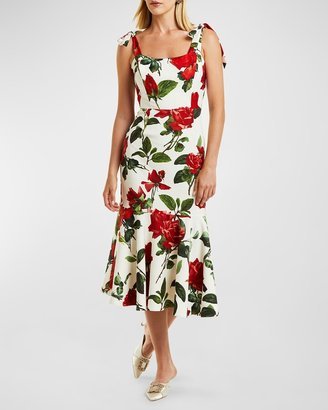 Jody Floral-Print Flounce Midi Dress