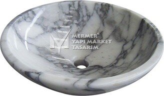 Lilac White Marble Bowl Washbasin - Handcrafted, %100 Natural Stone, Home Decor