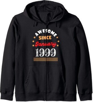 January 1999 Birthday Awesome Since 1999 Vintage January 1999 Birthday Awesome Since 1999 January Vintage Zip Hoodie