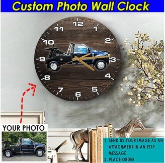 Wrecker Gift Tow Truck Personalized Wooden Wall Clock, Hook Truck, Breakdown Truck, Recovery Vehicle, Lorry, For Car Guys
