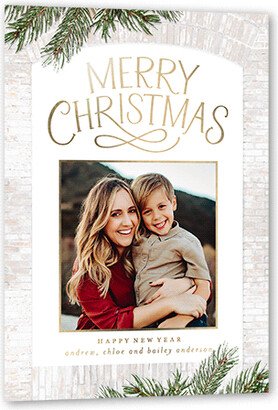 Holiday Cards: Bountiful Bricks Holiday Card, Gold Foil, White, 5X7, Christmas, Matte, Personalized Foil Cardstock, Square