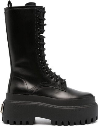 Platform leather combat boots-AB