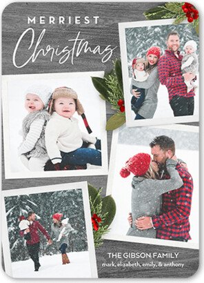 Holiday Cards: Rustic Sprigs Holiday Card, Grey, 5X7, Christmas, Matte, Signature Smooth Cardstock, Rounded