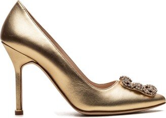 Hangisi 105mm metallic leather pumps