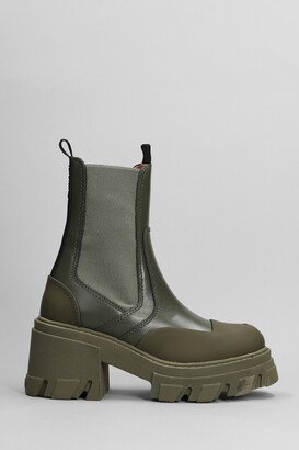 Combat Boots In Green Leather-AA