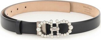 Gancini Pearl Buckle Belt