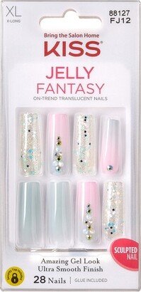 KISS Products Jelly Fantasy Extralong Coffin Sculpted Gel Nails - Jelly Belly - 33ct