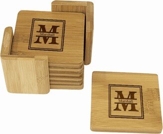 Split Monogram Square Bamboo Coaster Set - Free Personalization