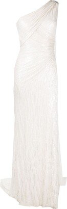 Oline one-shoulder sequinned dress