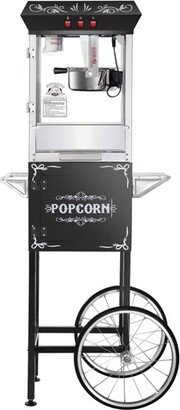 Great Northern Popcorn 8 oz. Popcorn Machine- Stainless Steel Kettle, Heated Warming Deck, Old Maids Drawer and Cart - Black