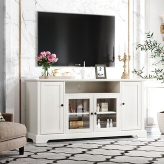 Joliwing Classic TV Stand for TVs Up to 65 with Multiple Storage,White Finish-29.9'' H x 18.9'' D x 59.8'' W - 60 in