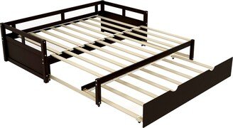 IGEMAN Twin-King Size Extendable Daybed Frame with Trundle for Small Bedroom City Aprtment Dorm-AA