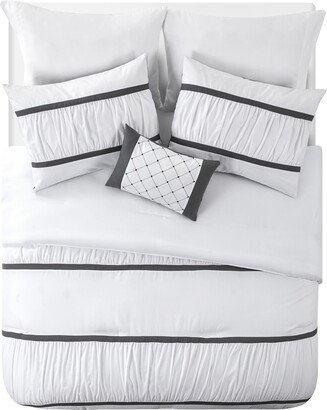 Trisha Ruched Stripes Bed-in-a-Bag Comforter Set