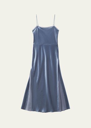 Sheer Silk Paneled Long Slip Dress