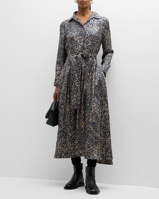 Gemma Abstract-Print Silk Midi Shirtdress