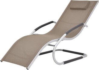 Sun Lounger with Pillow Aluminum and Textilene Taupe - 24.4 x 59.8 x 34.6