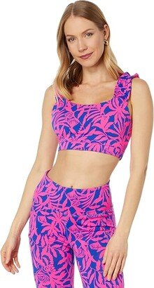 Karena Ruffle Sports Bra (Pink Grenadine Flocking To Paradise) Women's Lingerie