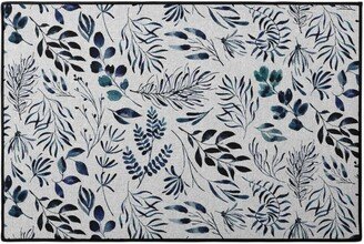 Door Mats: Leaves Nature Botanical Prints Door Mat, Blue