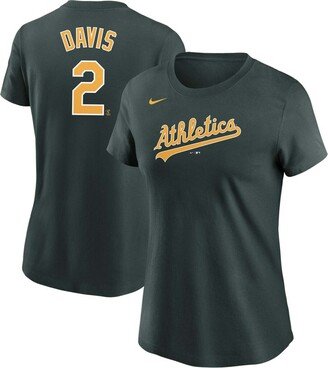 Women's Khris Davis Green Oakland Athletics Name Number T-shirt