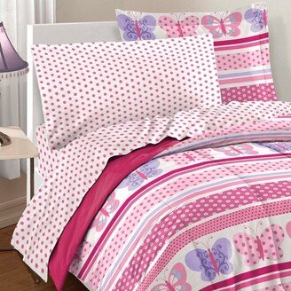 Butterfly Dots Pink 7-piece Bed in a Bag with Sheet Set